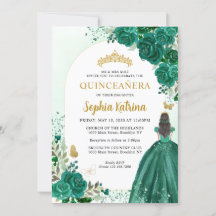 Floral Emerald Green Princess Birthday Quinceanera