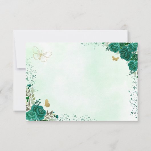 Floral Emerald Green Princess Birthday Quinceanera Save The Date (Rückseite)