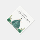 Floral Emerald Green Princess Dress Quinceanera Serviette (Ecke)