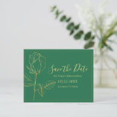 Floral Emerald Green Quinceanera Save the Date Postkarte (Stehend Vorderseite)