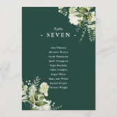 Floral Emerald Green Seating Plan Tischnummer (Rückseite)