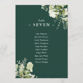 Floral Emerald Green Seating Plan Tischnummer (Vorderseite)