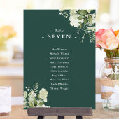 Floral Emerald Green Seating Plan Tischnummer