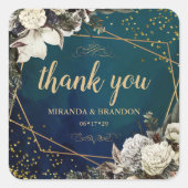 Floral Emerald Green Wedding Danke Stickers (Vorderseite)