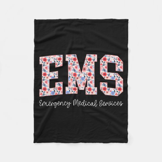 Floral Ems Emergency Medical Services Emt Wildflow Fleecedecke (Vorderseite)