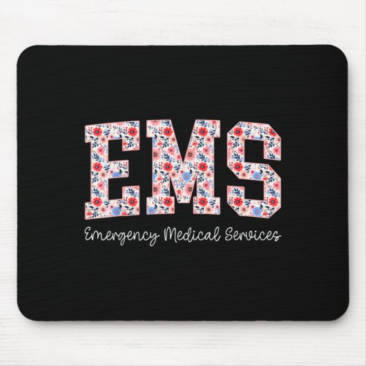 Floral Ems Emergency Medical Services Emt Wildflow Mousepad (Vorne)