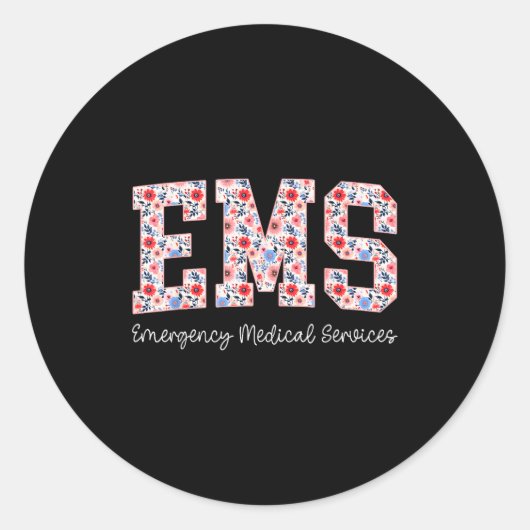 Floral Ems Emergency Medical Services Emt Wildflow Runder Aufkleber (Vorderseite)