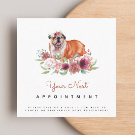 Floral English Bulldog Hund Ernennung Erinnerung Quadratische Visitenkarte