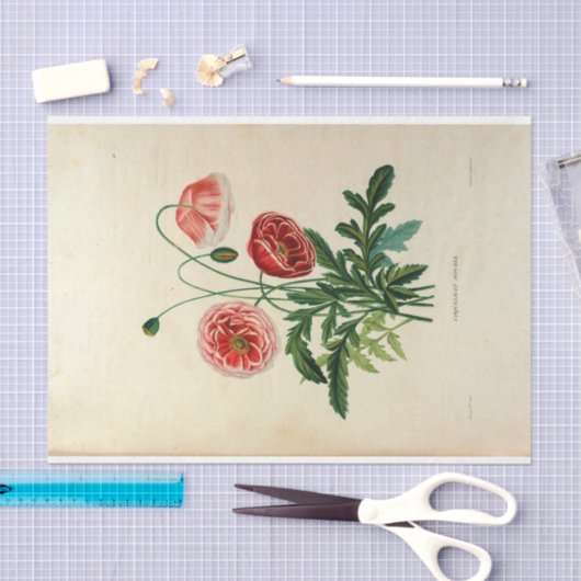 Floral Ephemera Decoupage Pink Blume Seidenpapier (Handwerk)