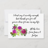 Floral Ephemera vibrant color pink art Dankeskarte (Rückseite)