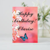 Floral Ephemera vibrant color pink art Dankeskarte (Stehend Vorderseite)