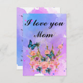 Floral Ephemera vibrant color pink art Dankeskarte (Vorne/Hinten)