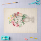 Floral Ephemere Decoupage Pink White Vase Seidenpapier (Basteln)