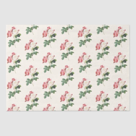 Floral Ephemere Decoupage Rosa Creme Muster Seidenpapier (Vorderseite)