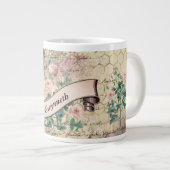 Floral Ephemere mit Beehive Muster und Name Jumbo-Tasse (Vorderseite Rechts)