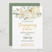 Floral Erntedank Dinner Einladung Pumpkins (Vorne/Hinten)
