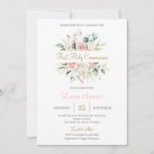 Floral Erste Heilige Kommune für Mädchen Einladung (Vorderseite)