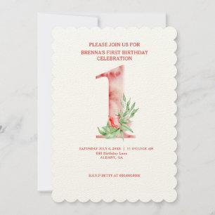 Floral Erster Geburtstag lädt ein - Custom Waterco Einladung