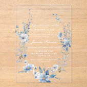 Floral Etwas Blau bevor ich Brautparty mache Acryleinladungen (Vorderseite)