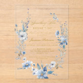 Floral Etwas Blau bevor ich Brautparty mache Acryleinladungen (Vorderseite)