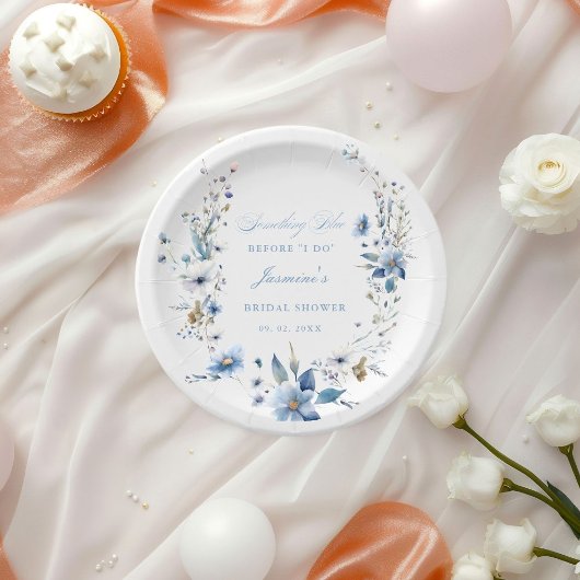 Floral Etwas Blau bevor ich Brautparty mache Pappteller