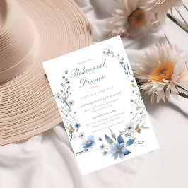 Floral Etwas Blau vor dem Probe Abendessen Einladung