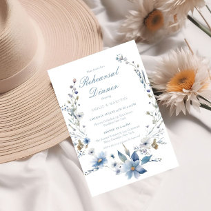 Floral Etwas Blau vor dem Probe Abendessen Einladung