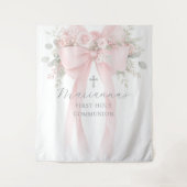  Floral Eucalyptus Bow First Holy Communion Wandteppich (Vorderseite)