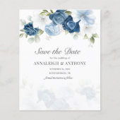 Floral Eucalyptus Dusty Blue Save the Date (Vorderseite)