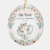 Floral Eucalyptus Elephant Baby First Christmas Keramik Ornament (Links)