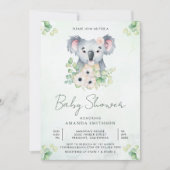 Floral Eucalyptus Koala Girl Babydusche Einladung (Vorderseite)