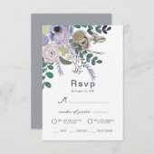 Floral Eucalyptus Lavender Boho Wedding Einladung (Vorne/Hinten)