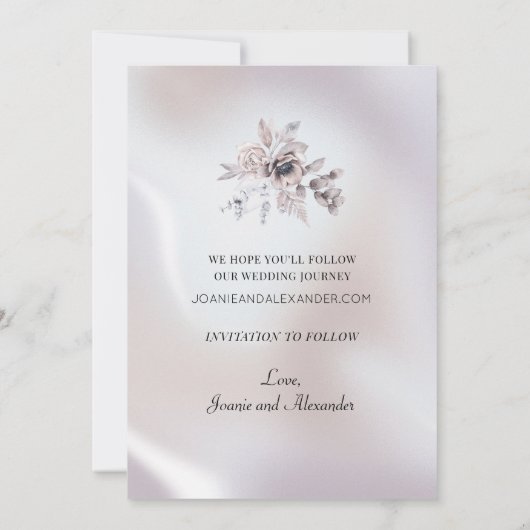 Floral Eucalyptus Luxe Pearl Wedding Save The Date (Rückseite)