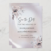 Floral Eucalyptus Luxe Pearl Wedding Save The Date (Vorne/Hinten)