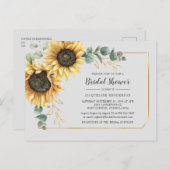 Floral Eucalyptus Sunflower Script-Brautparty Einladungspostkarte (Vorne/Hinten)