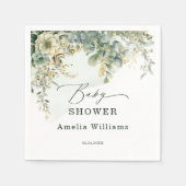 Floral Eucalyptus Watercolor Green Gold Serviette (Vorderseite)