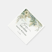 Floral Eucalyptus Watercolor Green Gold Serviette (Ecke)