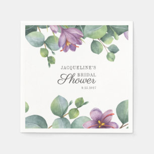 Floral Eucalyptus Watercolor Script-Brautparty Serviette