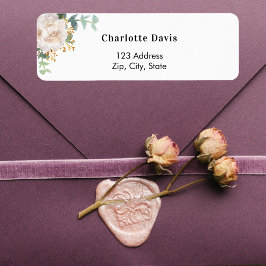 Floral eucalyptus white return address label