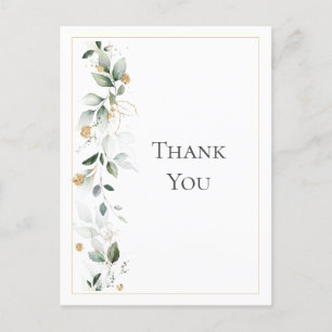 Floral Eukalyptus Greenery Gold Wedding Vielen Dan Postkarte