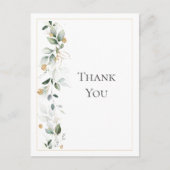 Floral Eukalyptus Greenery Gold Wedding Vielen Dan Postkarte (Vorderseite)