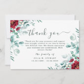 Floral Eukalyptus Moderne Beerdigung Vielen Dank Karte (Vorderseite)