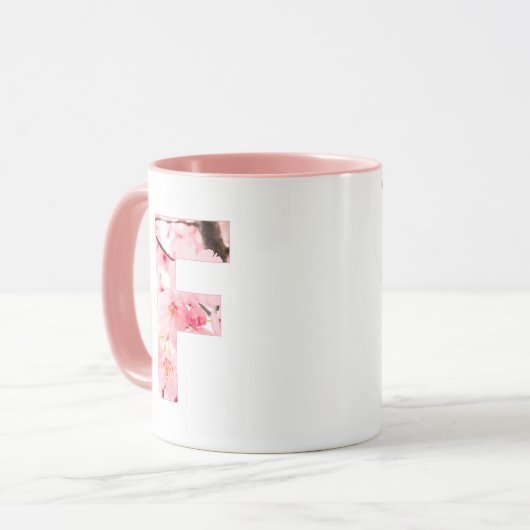 Floral F Initial Mug | Personalized Name & Traits Tasse (Vorderseite Links)