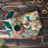 Floral Face Mixed Media Collage Ephemere Decoupage Seidenpapier