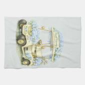 Floral Fairway Hydrangea Golf Cart Sage Tea Towel Geschirrtuch (Horizontal)
