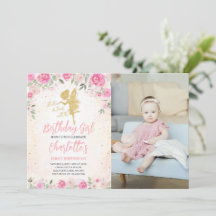 Floral Fairy Birthday Gold Glitzer Foto