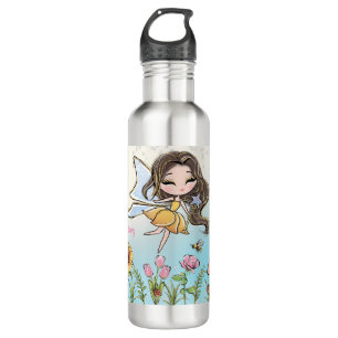Floral Fairy Brown Hair Girl Individuelle Name Kin Edelstahlflasche