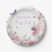 Floral Fairy First Birthday Party Paper Plate Pappteller (Vorderseite)