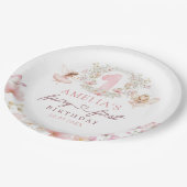 Floral Fairy First Birthday Party Paper Plates Pappteller (Schrägansicht)