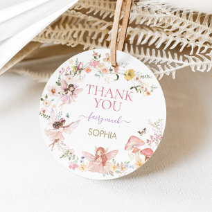 Floral Fairy First Birthday Party Runde Geschenkanhänger